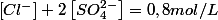 \left[Cl^{-}\right]+2\left[SO_{4}^{2-}\right]=0,8mol/L