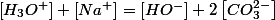 \left[H_{3}O^{+}\right]+\left[Na^{+}\right]=\left[HO^{-}\right]+2\left[CO_{3}^{2-}\right]