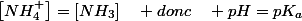 \left[NH_{4}^{+}\right]=\left[NH_{3}\right]\quad donc\quad pH=pK_{a}