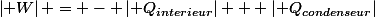 \left| W\right| = - \left| Q_{interieur}\right| + \left| Q_{condenseur}\right|