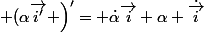 \left (\alpha\vec{i'} \right)'= \dot{\alpha}\vec{i}+\alpha \dot{\vec{i}}
