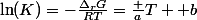 \ln(K)=-\frac{\Delta_rG}{RT}=\frac aT +b