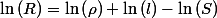 \ln\left(R\right)=\ln\left(\rho\right)+\ln\left(l\right)-\ln\left(S\right)
