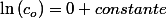 \ln\left(c_{o}\right)=0+constante
