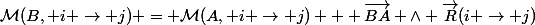\mathcal{M}(B, i \rightarrow j) = \mathcal{M}(A, i \rightarrow j) + \overrightarrow{BA} \wedge \vec{R}(i \rightarrow j)