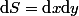 \mathrm{d}S=\text{d}x\text{d}y