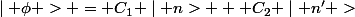 \mid \phi > = C_{1} \mid n> + C_{2} \mid n' >