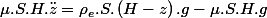 \mu.S.H.\ddot{z}=\rho_{e}.S.\left(H-z\right).g-\mu.S.H.g