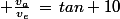 \normalsize \frac{v_a}{v_e}\,=\,tan 10