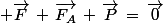 \normalsize \vec{F}\,+\,\vec{F_A}\,+\,\vec{P}\,=\,\vec{0}