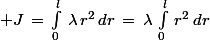 \normalsize J\,=\,\int_0^l\,\lambda\,r^2\,dr\,=\,\lambda\,\int_0^l\,r^2\,dr