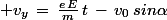\normalsize v_y\,=\,\frac{e\,E}{m}\,t\,-\,v_0\,sin\alpha