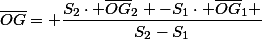 \overline{OG}= \dfrac{S_2\cdot \overline{OG}_2 -S_1\cdot \overline{OG}_1 }{S_2-S_1}