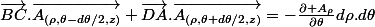\overrightarrow{BC}.\overrightarrow{A_{\left(\rho,\theta-d\theta/2,z\right)}}+\overrightarrow{DA}.\overrightarrow{A_{\left(\rho,\theta+d\theta/2,z\right)}}=-\frac{\partial A_{\rho}}{\partial\theta}d\rho.d\theta