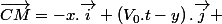 \overrightarrow{CM}=-x.\overrightarrow{i}+\left(V_{0}.t-y\right).\overrightarrow{j} 