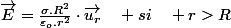 \overrightarrow{E}=\frac{\sigma.R^{2}}{\varepsilon_{o}.r^{2}}\cdot\overrightarrow{u_{r}}\quad si\quad r>R