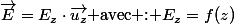 \overrightarrow{E}=E_{z}\cdot\overrightarrow{u_{z}}\text{ avec : \ensuremath{E_{z}=f(z)}}