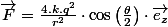 \overrightarrow{F}=\frac{4.k.q^{2}}{r^{2}}\cdot\cos\left(\frac{\theta}{2}\right)\cdot\overrightarrow{e_{z}}
