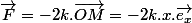 \overrightarrow{F}=-2k.\overrightarrow{OM}=-2k.x.\overrightarrow{e_{x}}