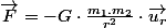 \overrightarrow{F}=-G\cdot\frac{m_{1}.m_{2}}{r^{2}}\cdot\overrightarrow{u_{r}}