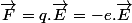 \overrightarrow{F}=q.\overrightarrow{E}=-e.\overrightarrow{E}