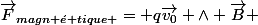\overrightarrow{F}_{magn \acute{e} tique }= q\overrightarrow{v_0} \wedge \overrightarrow{B} 