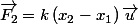 \overrightarrow{F_{2}}=k\left(x_{2}-x_{1}\right)\overrightarrow{u}\quad;\quad\left(\overrightarrow{u}:\text{vecteur unitaire}\right)