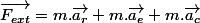 \overrightarrow{F_{ext}}=m.\overrightarrow{a_{r}}+m.\overrightarrow{a_{e}}+m.\overrightarrow{a_{c}}