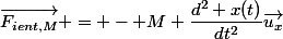 \overrightarrow{F_{ient,M}} = - M \dfrac{d^2 x(t)}{dt^2}\overrightarrow{u_x}