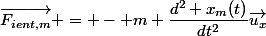 \overrightarrow{F_{ient,m}} = - m \dfrac{d^2 x_m(t)}{dt^2}\overrightarrow{u_x}