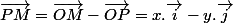 \overrightarrow{PM}=\overrightarrow{OM}-\overrightarrow{OP}=x.\overrightarrow{i}-y.\overrightarrow{j}