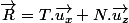 \overrightarrow{R}=T.\overrightarrow{u_{x}}+N.\overrightarrow{u_{z}}