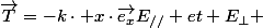 \overrightarrow{T}=-k\cdot x\cdot\overrightarrow{e_{x}}E_{//} et E_{\bot} 