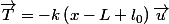 \overrightarrow{T}=-k\left(x-L+l_{0}\right)\overrightarrow{u}