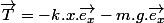 \overrightarrow{T}=-k.x.\overrightarrow{e_{x}}-m.g.\overrightarrow{e_{x}}
