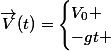 \overrightarrow{V}(t)=\begin{cases}V_0 \\-gt \end{cases}