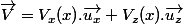 \overrightarrow{V}=V_{x}(x).\overrightarrow{u_{x}}+V_{z}(x).\overrightarrow{u_{z}}