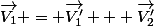 \overrightarrow{V_1} = \overrightarrow{V_1^\prime} + \overrightarrow{V_2^\prime}\\