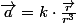 \overrightarrow{a}=k\cdot\frac{\overrightarrow{r}}{r^{3}}