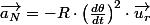 \overrightarrow{a_{N}}=-R\cdot\left(\frac{d\theta}{dt}\right)^{2}\cdot\overrightarrow{u_{r}}