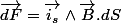 \overrightarrow{dF}=\overrightarrow{i_{s}}\wedge\overrightarrow{B}.dS