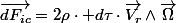 \overrightarrow{dF_{ic}}=2\rho\cdot d\tau\cdot\overrightarrow{V_{r}}\wedge\overrightarrow{\Omega}