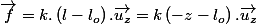 \overrightarrow{f}=k.\left(l-l_{o}\right).\overrightarrow{u_{z}}=k\left(-z-l_{o}\right).\overrightarrow{u_{z}}