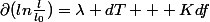 \partial(ln\frac{l}{l_0})=\lambda dT + Kdf
