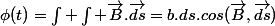 \phi(t)=\int \int \vec{B}.\overrightarrow{ds}=b.ds.cos(\overrightarrow{B},\overrightarrow{ds})