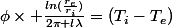 \phi\times \frac{ln(\frac{r_e}{r_i})}{2\pi l\lambda}=(T_i-T_e)