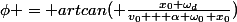 \phi = artcan( \frac{x_0 \omega_d}{v_0 + \alpha \omega_0 x_0})