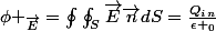 \phi _{\vec{E}}=\oint_{}^{}{\oint_{S}^{}{\vec{E}\vec{n}dS}}=\frac{Q_i_n}{\epsilon _0}