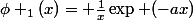 \phi _1(x)= \frac{1}{x}\exp (-ax)