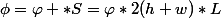 \phi=\varphi *S=\varphi*2(h+w)*L